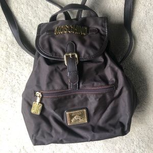 Moschino Redwall Black Nylon Drawstring Bucket Bag